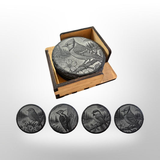 Bird Lover Slate Coaster Set, Bird Watcher Gift, Custom Bird Art, Kitchen Decor, Bar Decoration, Housewarming Gift, Gif for Him or Her, Art