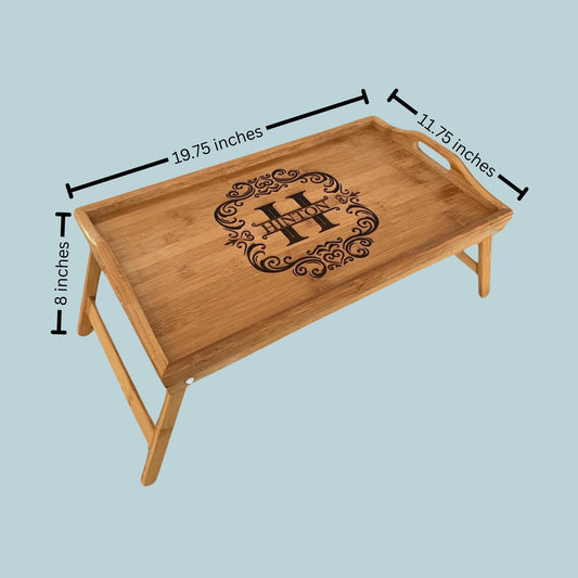 Personalized Serving Tray w/ Foldable Legs, TV Tray, Breakfast Bed Tray, Wedding Gift, House Warming Gift, Realtor Gift, Charcuterie Board