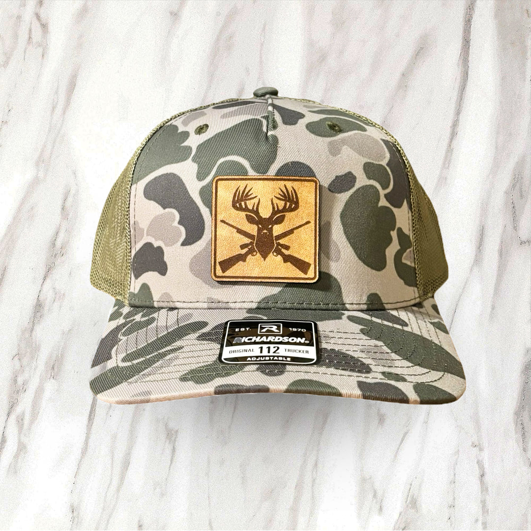 Leather Patch Hat - Deer Hunter - Trucker Hat - Richardson 112 (Wholesale)