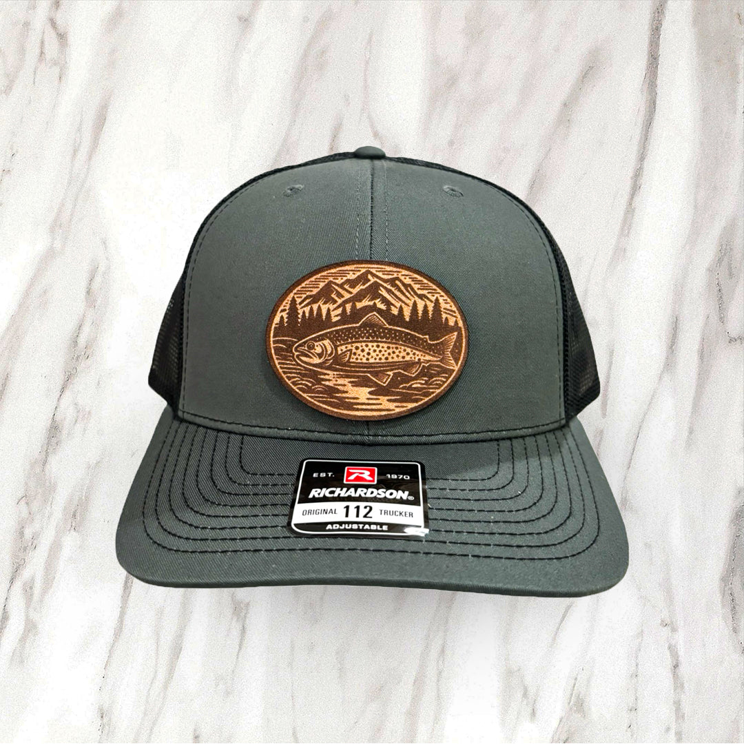 Leather Patch Hat - Trout Fishing Hat - Trucker Hat - Richardson 112 (wholesale)