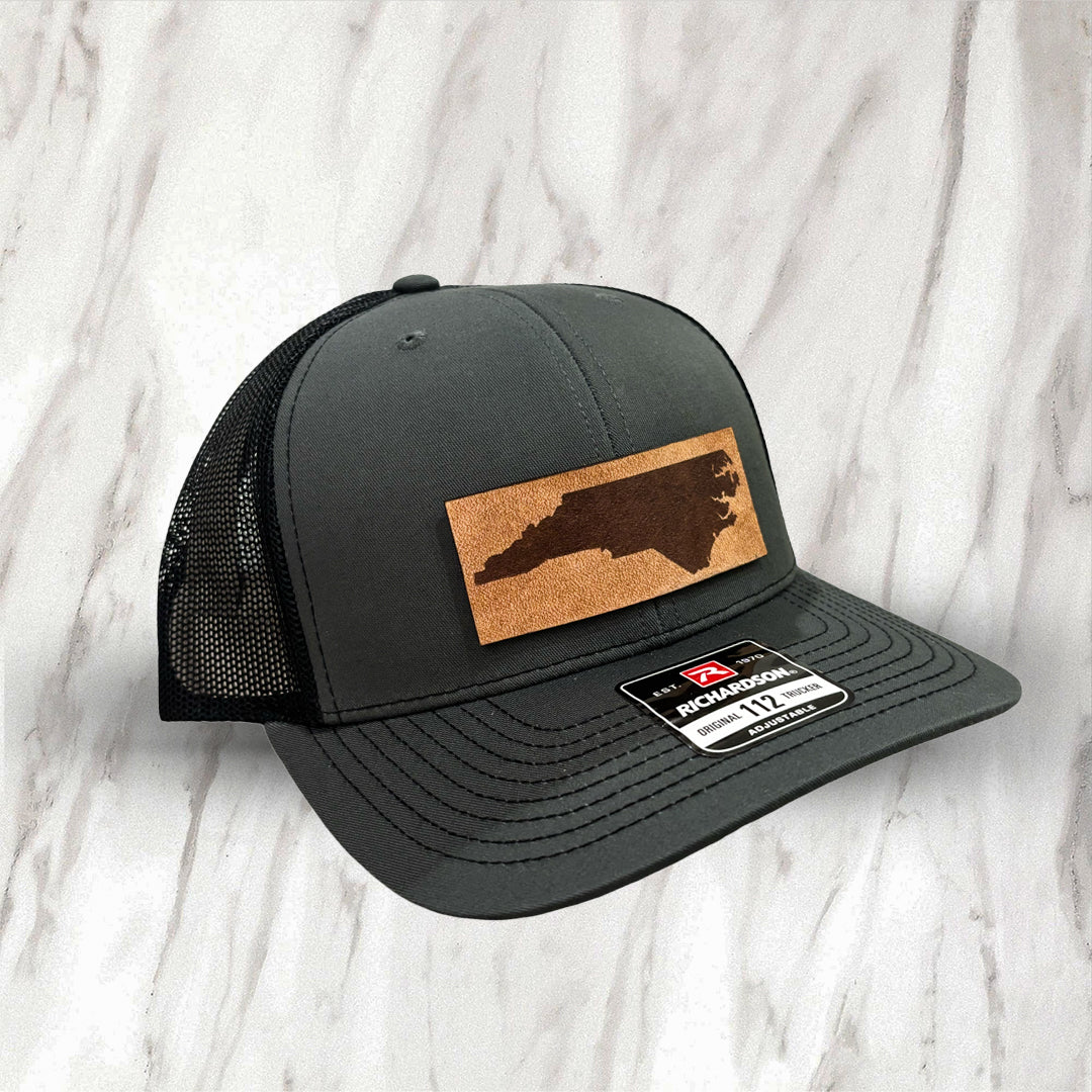 Leather Patch Hat - North Carolina Hat - Trucker Hat - Richardson 112