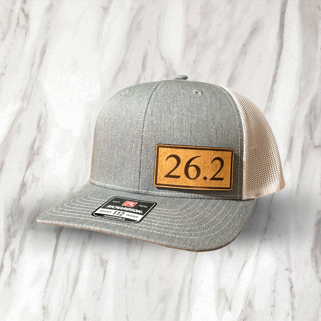 Leather Patch Hat - Running Hat - 26.2 - Trucker Hat - Richardson 112  (Wholesale)