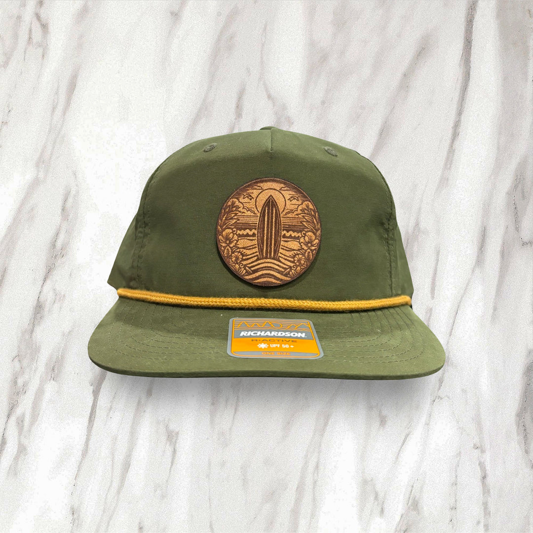 Leather Patch Hat - Surfing Hat - Rope Hat - Richardson 256