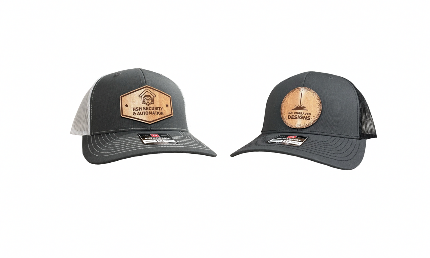 Custom Logo Leather Patch Hat - Corporate Gift - Business Swag - Trucker Hat - Richardson 112