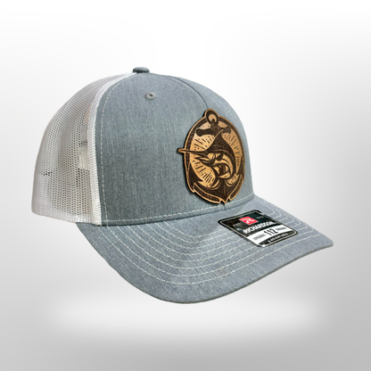 Leather Patch Hat - Marlin & Anchor Hat - Trucker Hat - Richardson 112