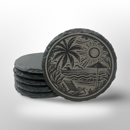 Slate Coasters - Set of 4 - Beach Scene