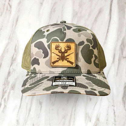 Leather Patch Hat - Deer Hunter - Trucker Hat - Richardson 112 (Wholesale)