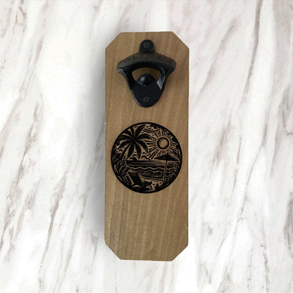 Wall Mounted Bottle Opener w/ Magnetic Cap Catcher - Mountain Trout