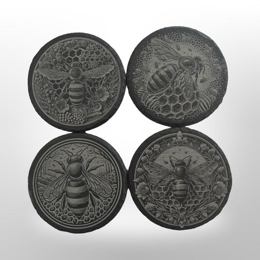 Honey Bee Slate Coasters - Bee Art - House Warming Gift - Wedding Gift - Bee Lover Gift - Birthday Gift - Kitchen Decor - Bar Decoration