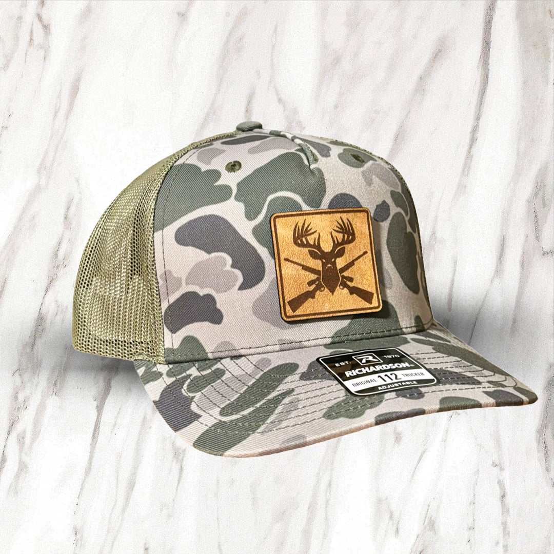 Leather Patch Hat - Deer Hunter - Trucker Hat - Richardson 112 (Wholesale)