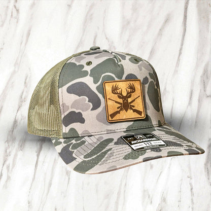 Leather Patch Hat - Deer Hunter - Trucker Hat - Richardson 112 (Wholesale)