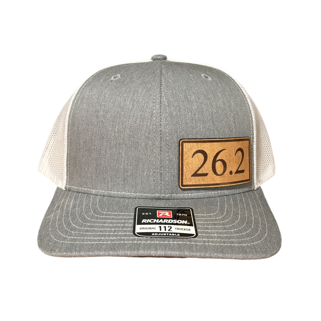 Leather Patch Hat - Running Hat - 26.2 - Trucker Hat - Richardson 112