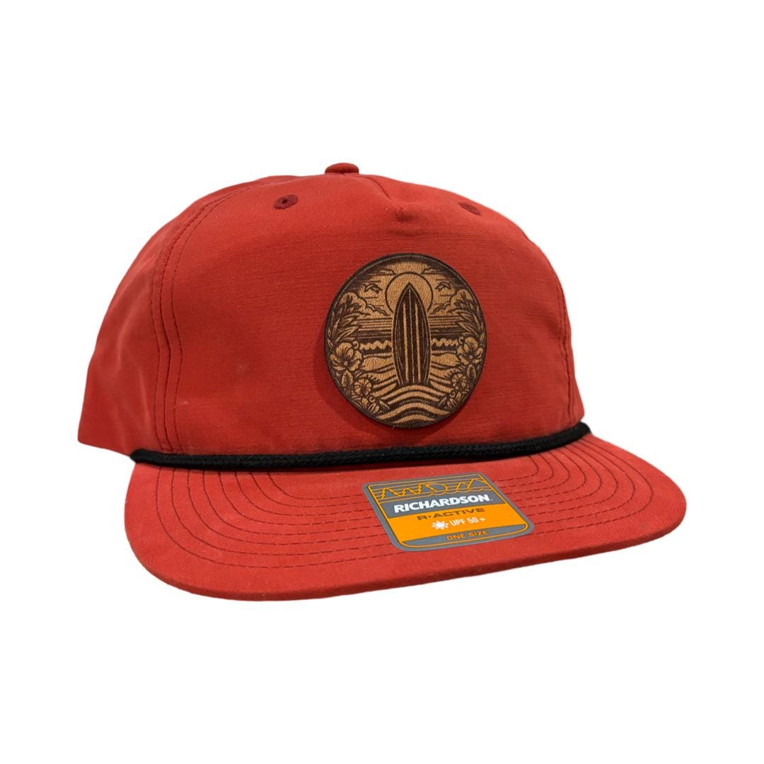 Leather Patch Hat - Surfing Cap - Beach Hat - Trucker Headwear - Richardson Rope Hat