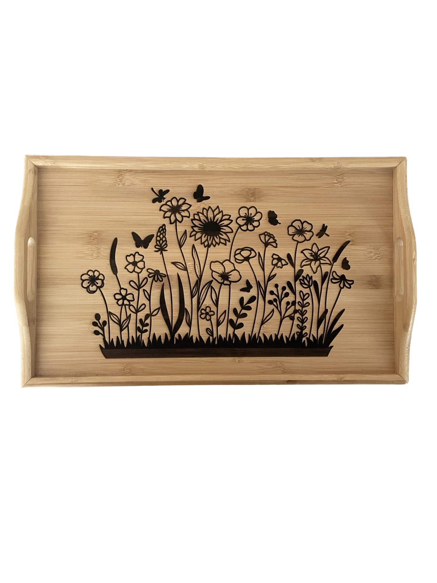 Serving Tray w/ Foldable Legs - Flower Scene