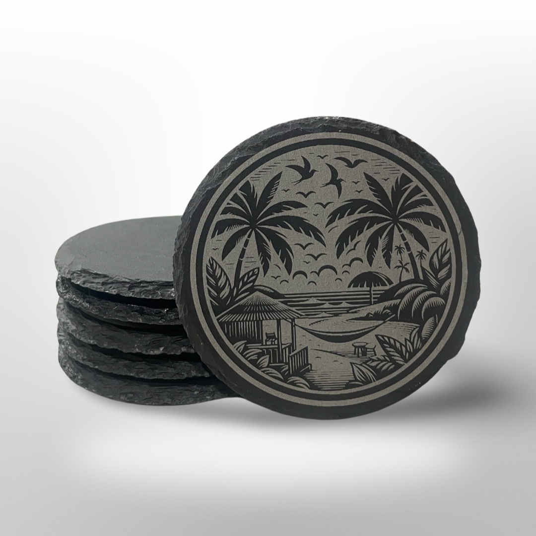 Slate Coasters - Set of 4 - Beach Scene