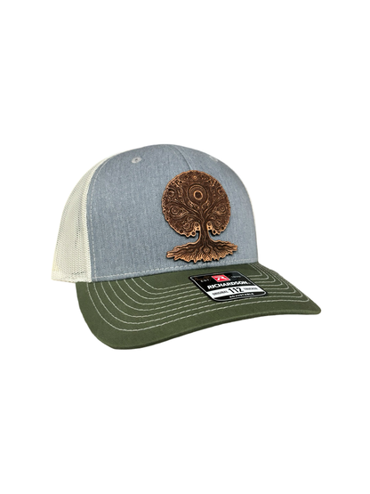 Leather Patch Hat - Tree of Life - Trucker Hat - Richardson 112