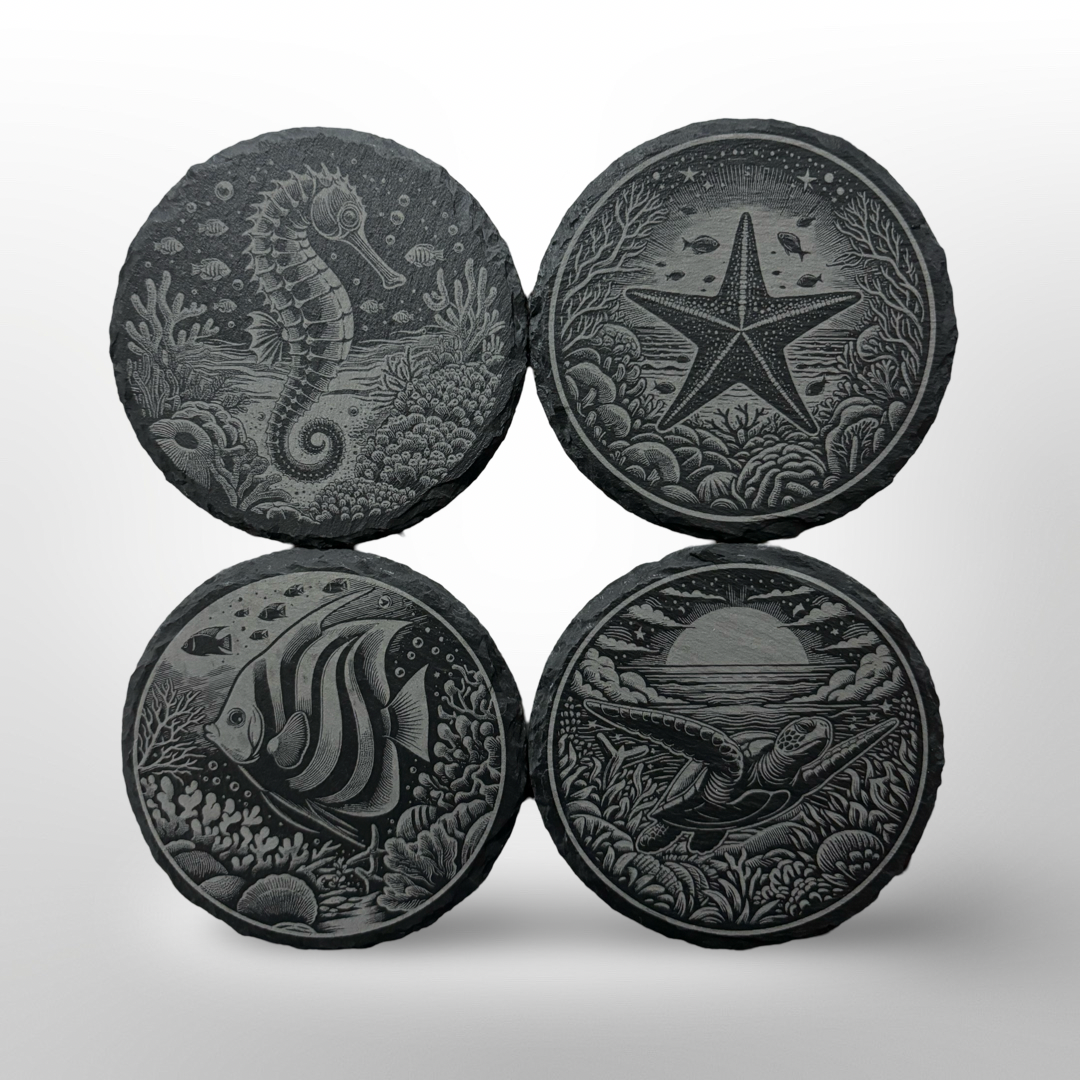 Slate Coasters - Set of 4 - Beach Animals