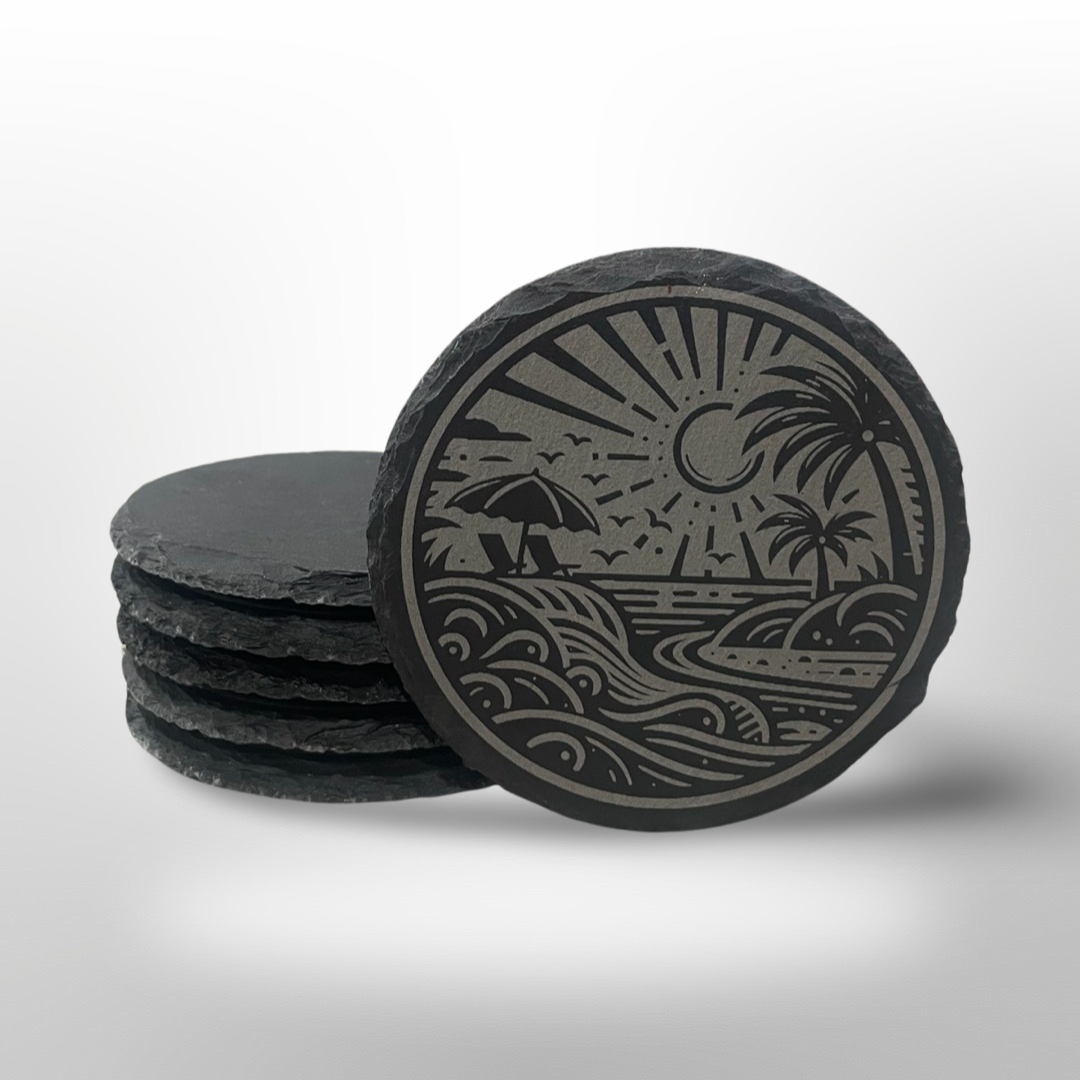 Slate Coasters - Set of 4 - Beach Scene