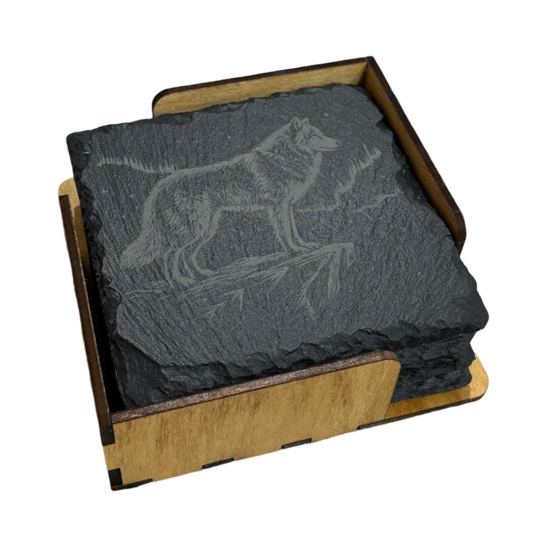 Woodland Creatures Coaster Set w/ Holder