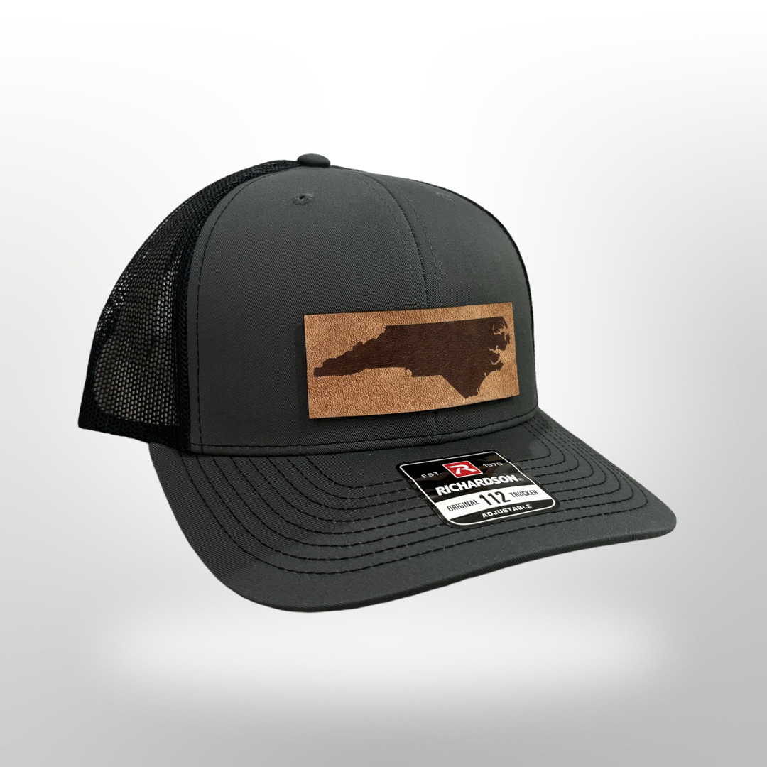 Leather Patch Hat - North Carolina Hat - Trucker Hat - Richardson 112