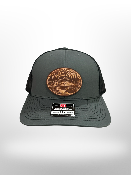 Leather Patch Hat - Trout Fishing Hat - Trucker Hat - Richardson 112