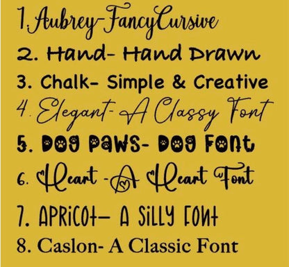 List of Font Styles that you can get engraved onto the frostbuddy insulated can cooler