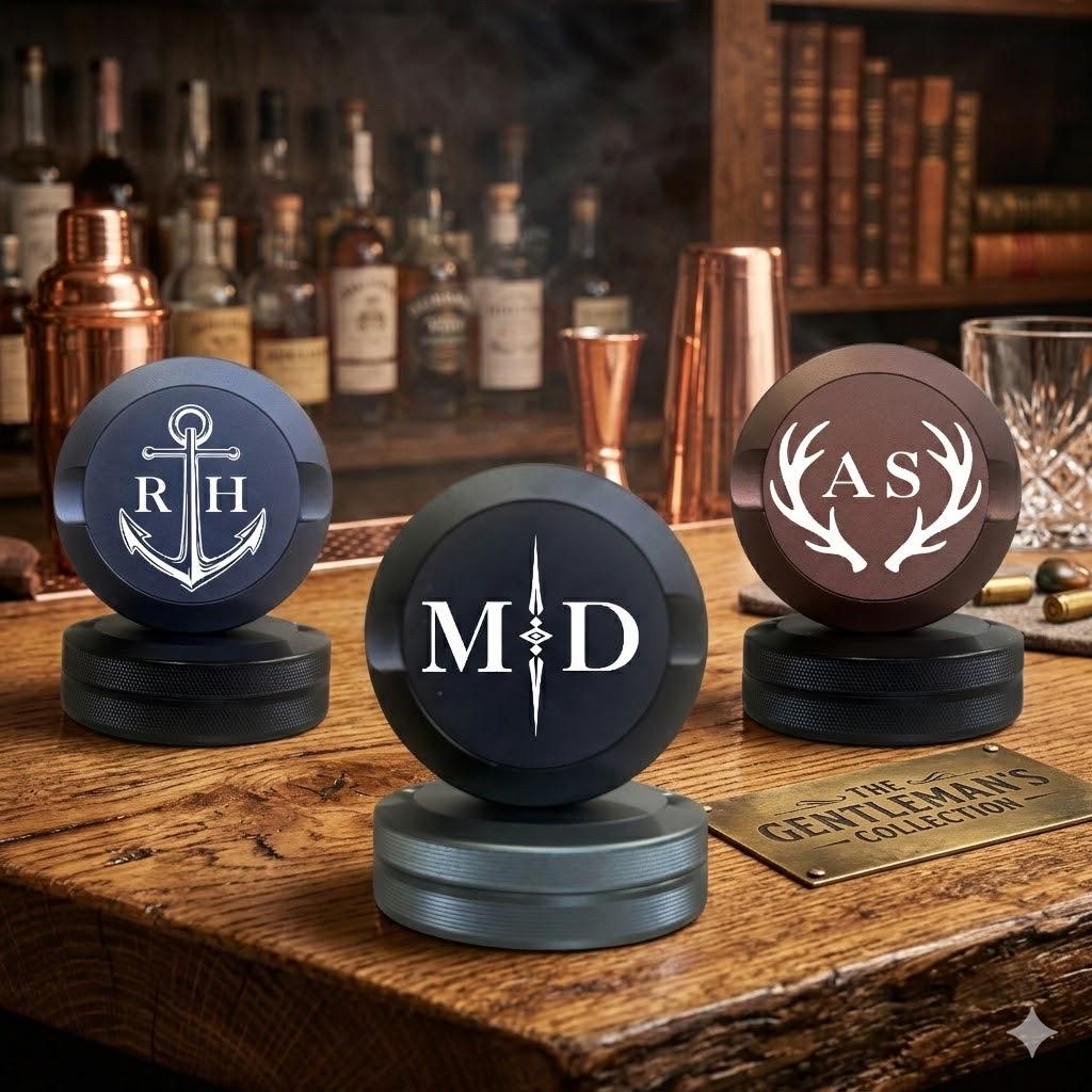 Nicotine Pouch tins that have personalized initials engraved onto them. 