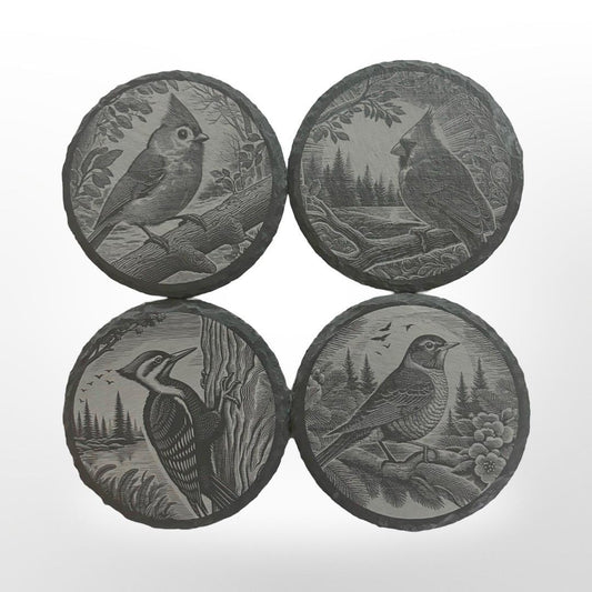 Bird Slate Coaster Set, Gift for Bird Lovers, Bird Watcher Gift, Bird Art, Home Kitchen Decor, Bar Decoration, Housewarming Gift, Cardinal