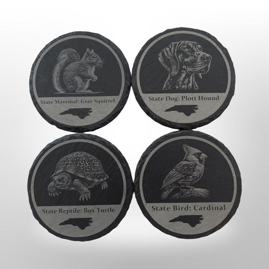 North Carolina State Symbols Coaster Set - House Warming Gift - Realtor Gift - North Carolina History - Christmas Gift - Birthday Gift