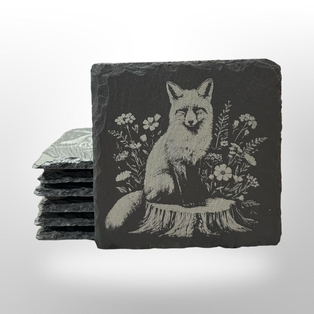 Woodland Creatures Coaster Set w/ Holder