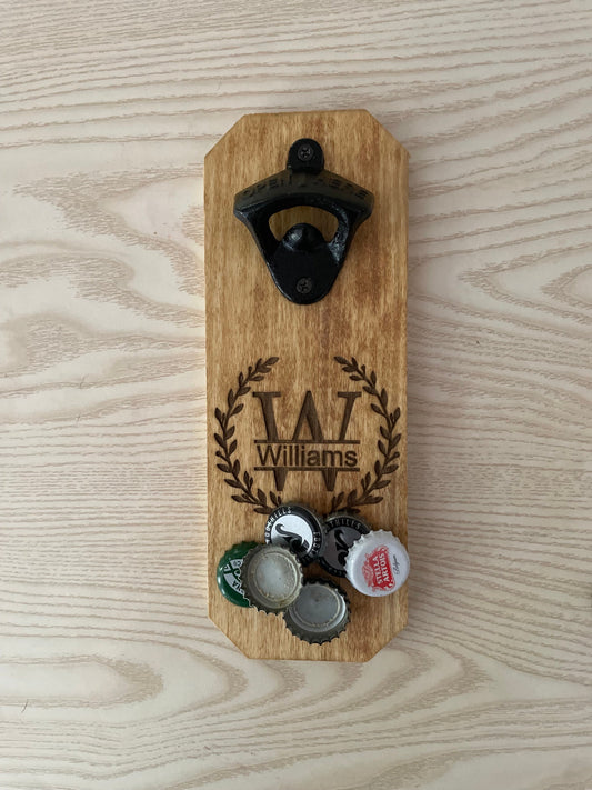 Personalized Bottle Opener w/ Magnetic Catcher - Refrigerator Magnet - Monogram - Wedding Gift - Groomsmen Gift - House Warming Gift