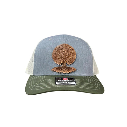 Tree of Life Leather Patch Trucker Hat - Richardson 112 - Handcrafted Headwear - Birthday Gift - Christmas Present
