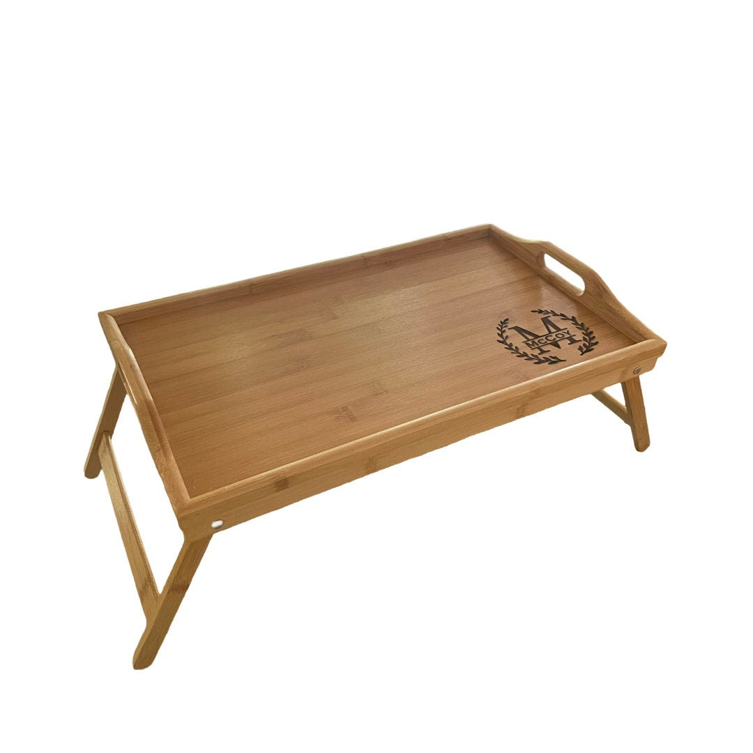 Custom Engraved Serving Tray w/ Foldable Legs - Personalized