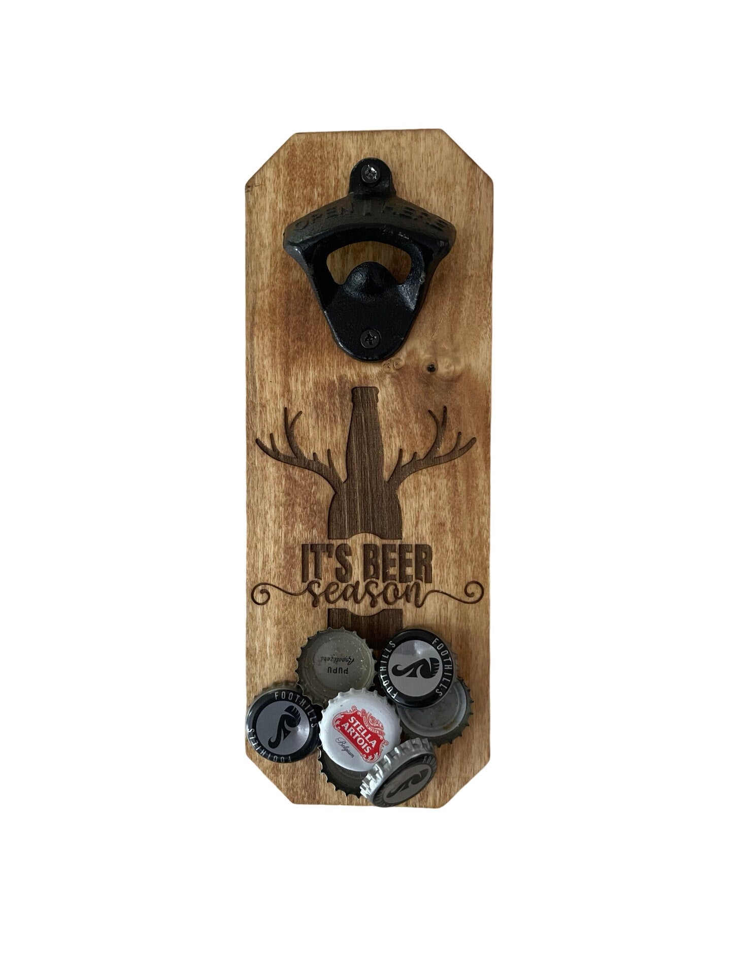 Wall Mounted Bottle Opener w/ Magnetic Cap Catcher