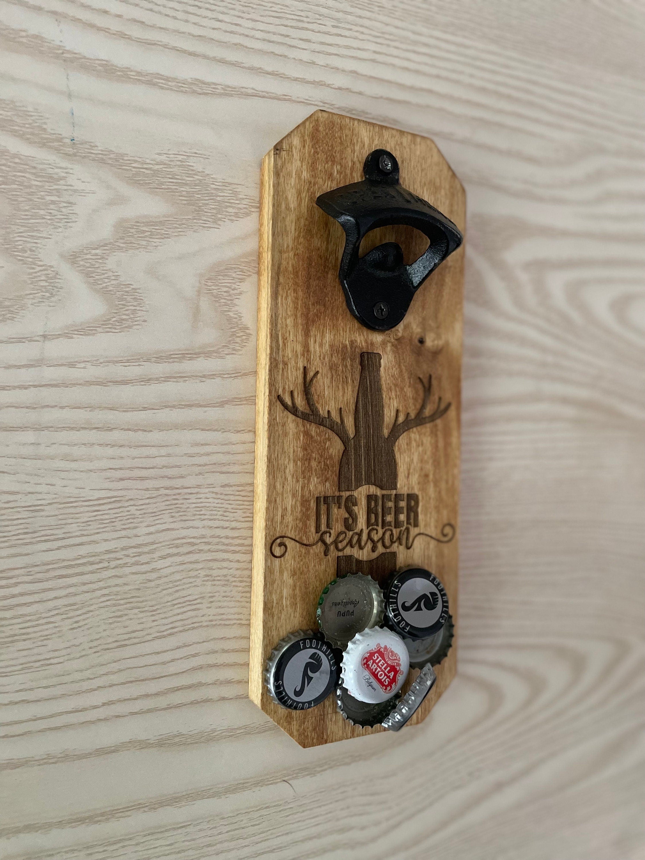 Wall Mounted Bottle Opener w/ Magnetic Cap Catcher