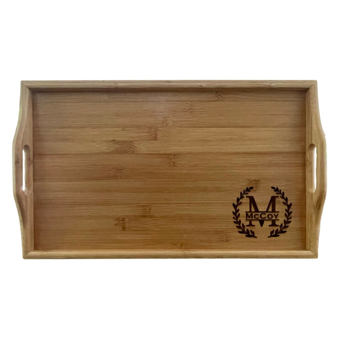 Custom Engraved Serving Tray w/ Foldable Legs - Personalized