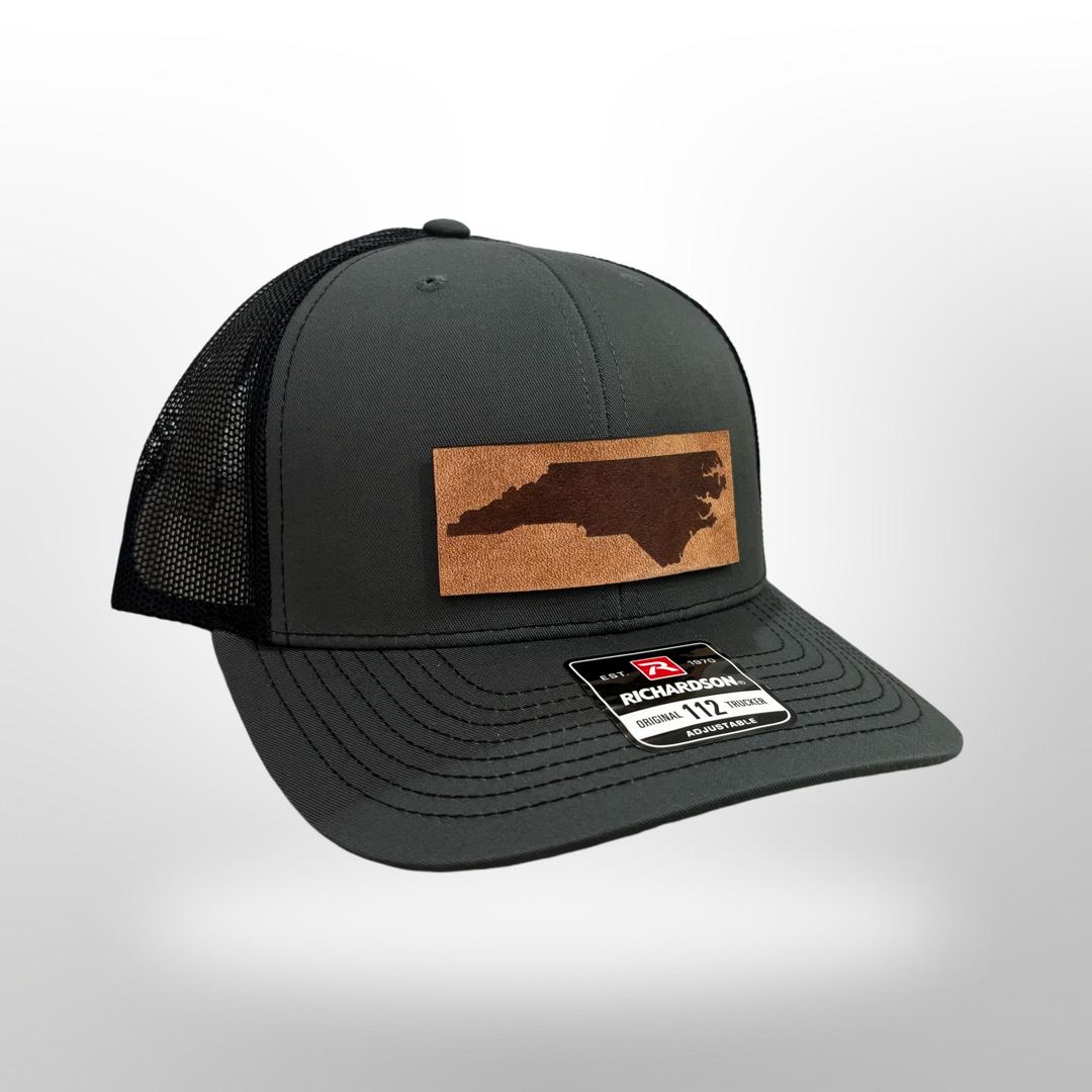 North Carolina Leather Patch Hat - Richardson 112 Trucker Hat