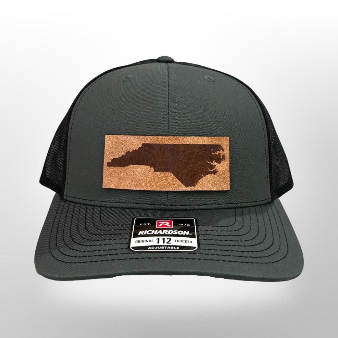 North Carolina Leather Patch Hat - Richardson 112 Trucker Hat