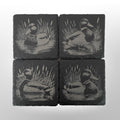 Mallard Duck Slate Coaster Set  w/ Holder
