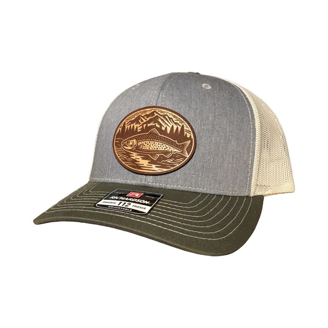 Trout Fishing Leather Patch Hat - Richardson 112 Trucker Hat