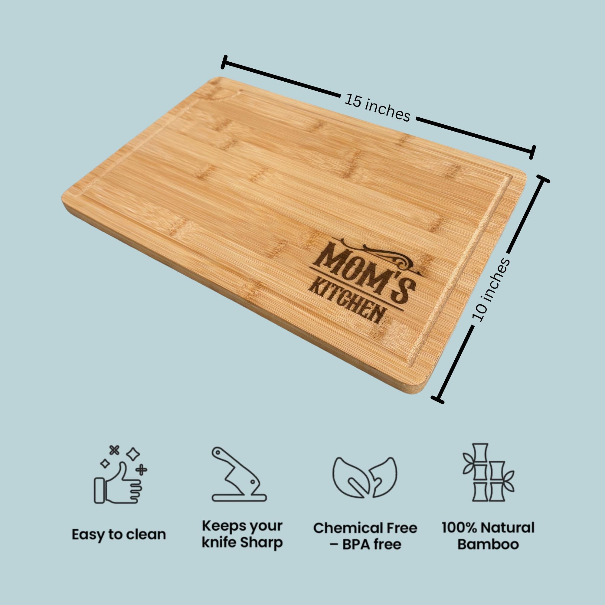 Custom Mom's Kitchen Bamboo Cutting Board