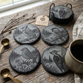 Yard Bird Slate Coaster Set w/ Holder