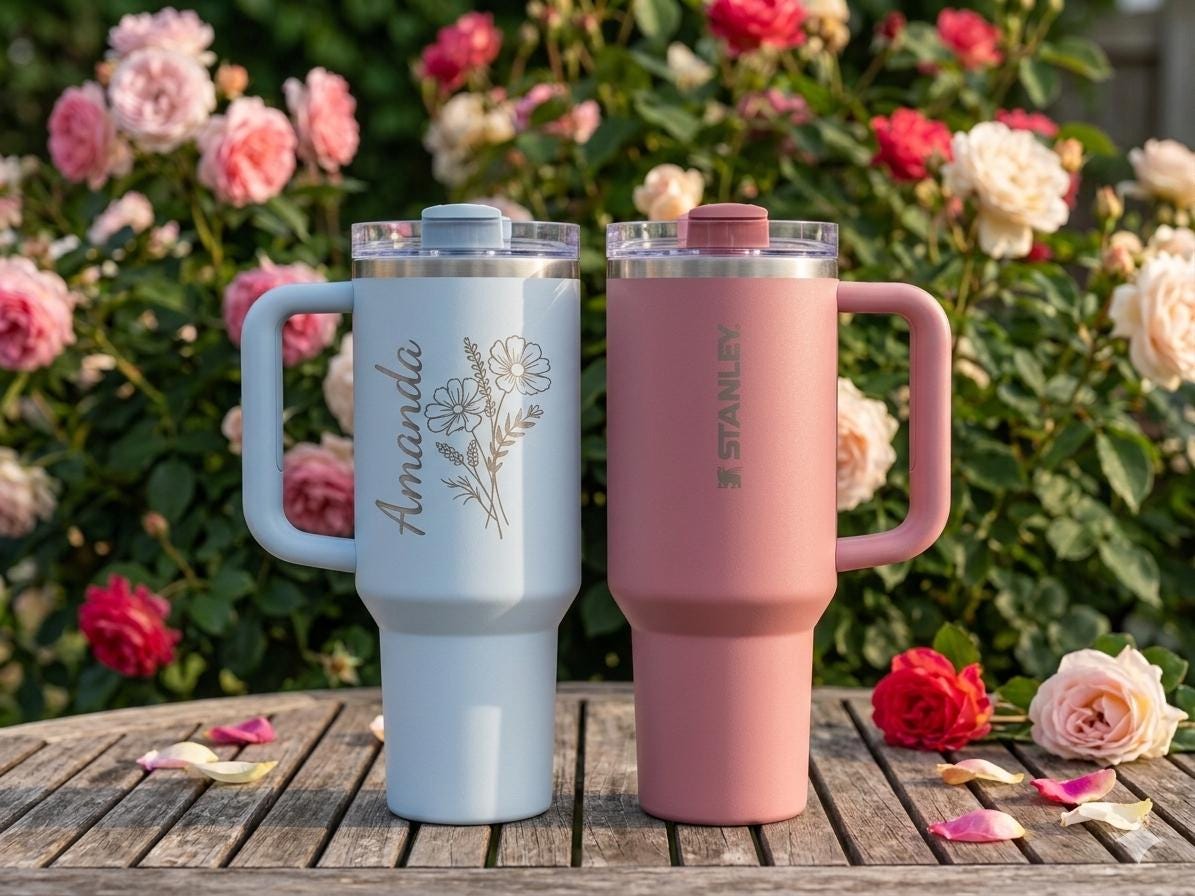 Personalized 40oz Stanley Cup - Custom Birth Flower Design