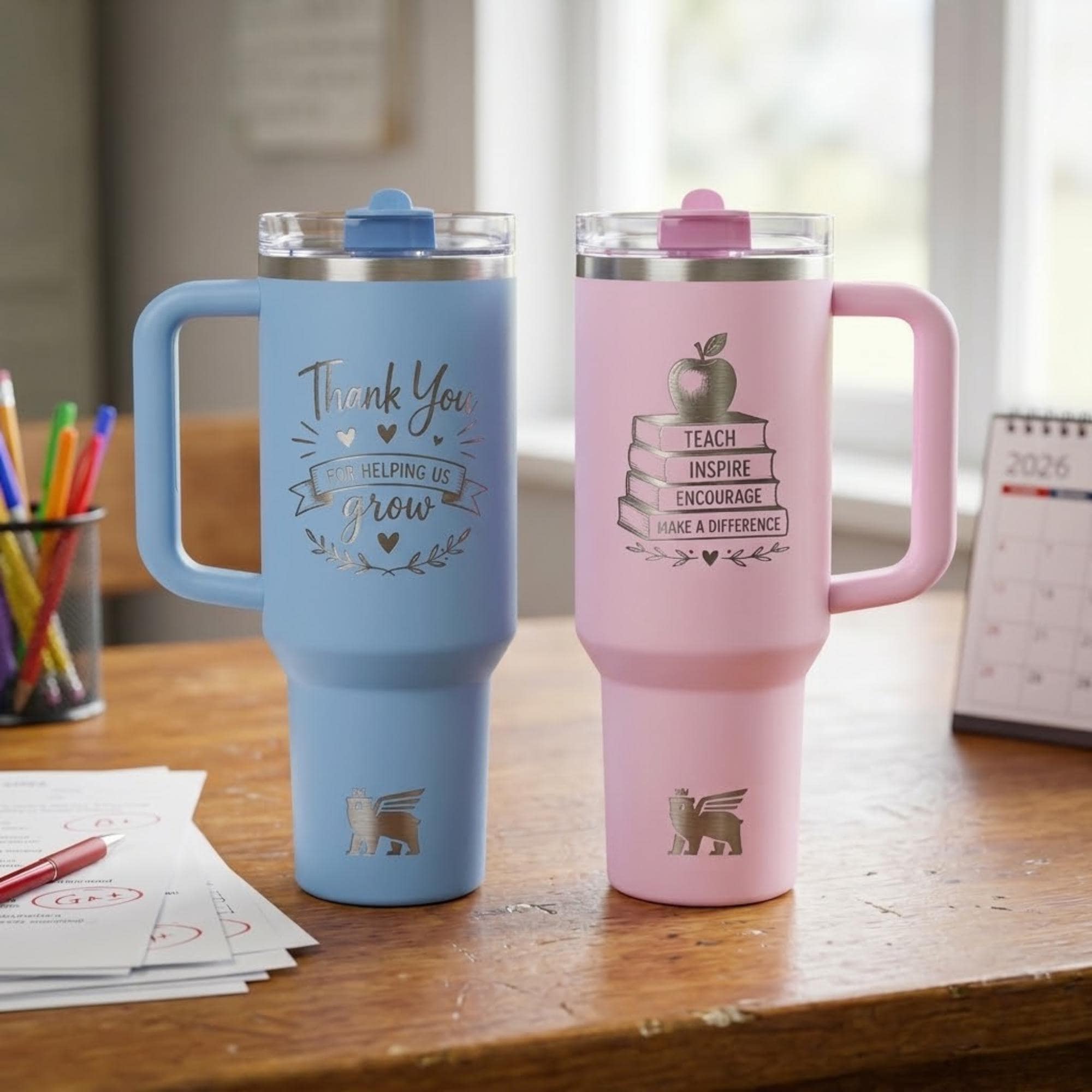 Teacher Appreciation Stanley Cup Quencher - 40oz - Leak Proof Flip Top Straw - Laser Engraved - Personalized Teacher Mug