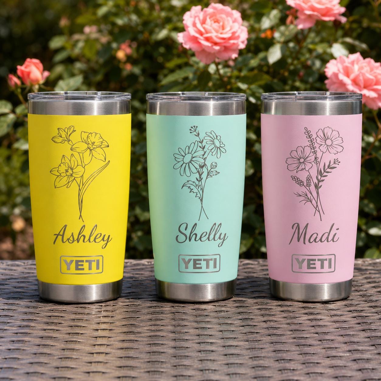 Yeti Rambler w/ Birth Flower Engraving - Custom Cup for Her